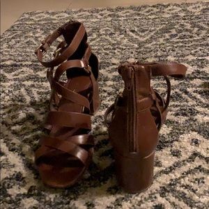 Brow Nine West Strappy 2 1/2 Heels